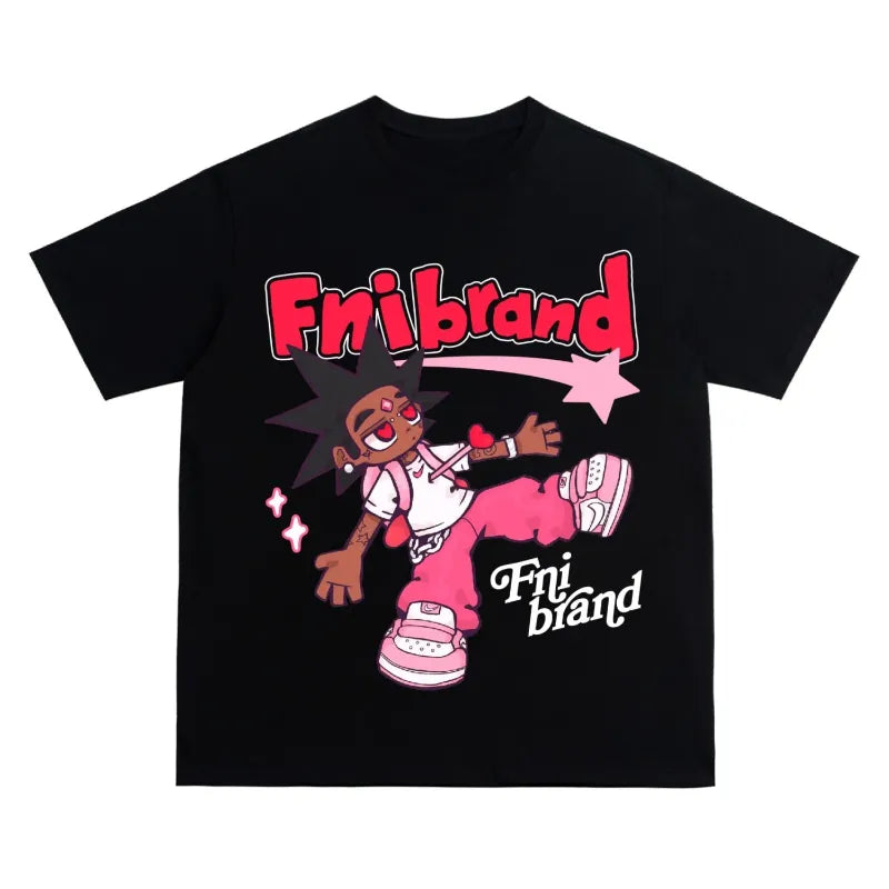 Lil Uzi Vert Cartoon Print Oversized Short-Sleeved Graphic Tee