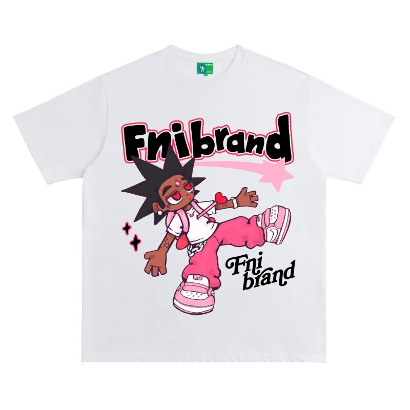 Lil Uzi Vert Cartoon Print Oversized Short-Sleeved Graphic Tee